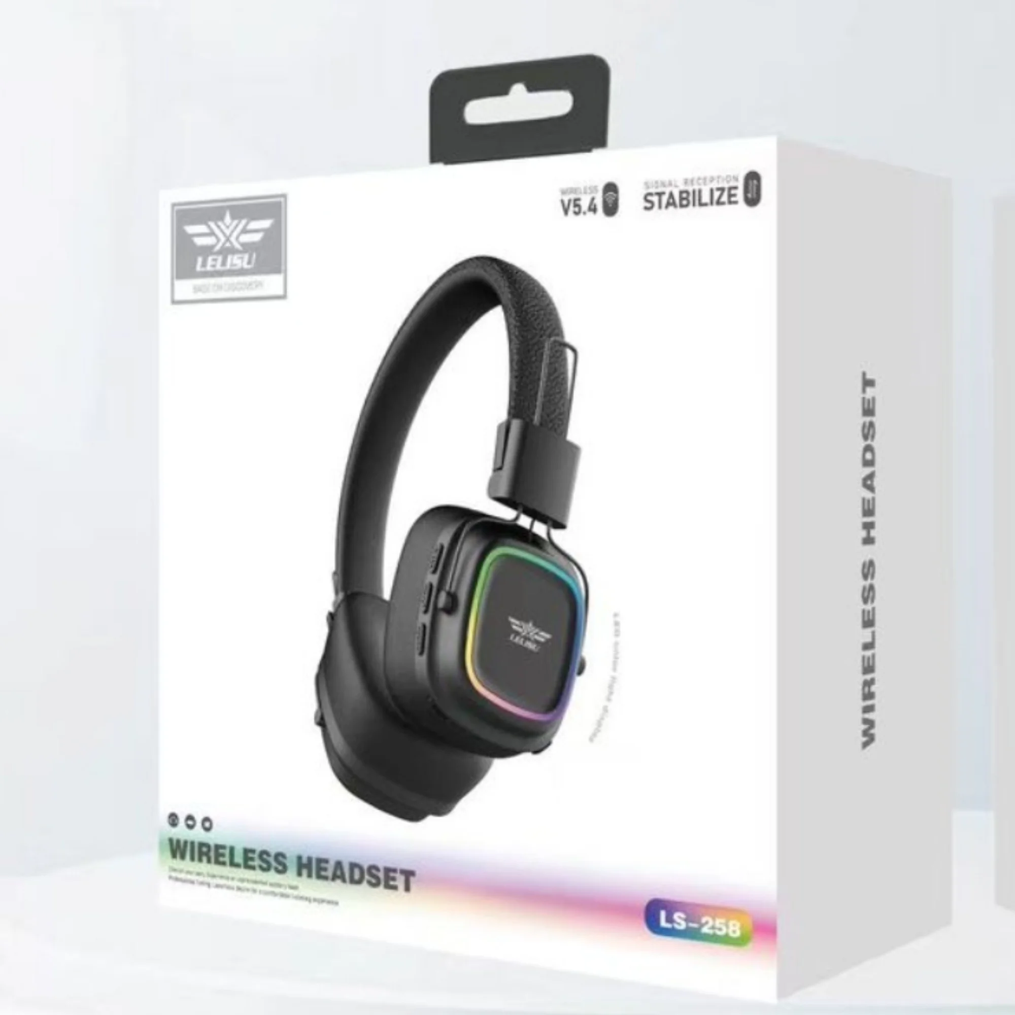 Lelisu LS-258 Wireless Stereo Headphones | Bluetooth 5.4 Over-Ear Headset with Type-C Charging and LED Lights