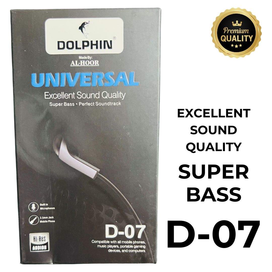 Dolphin D-07 Handsfree | Super Bass Stereo Sound | High-Quality Audio with Mic and Controls