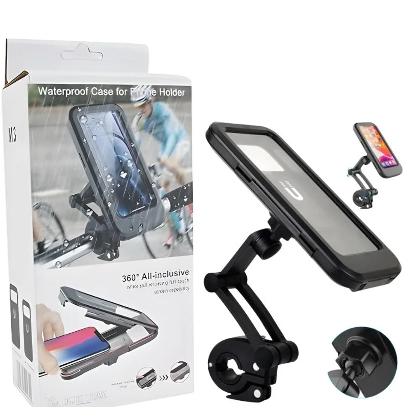 Waterproof Bike Phone Holder 360° Rotation | Handlebar Mobile Mount for Bicycle and Motorcycle