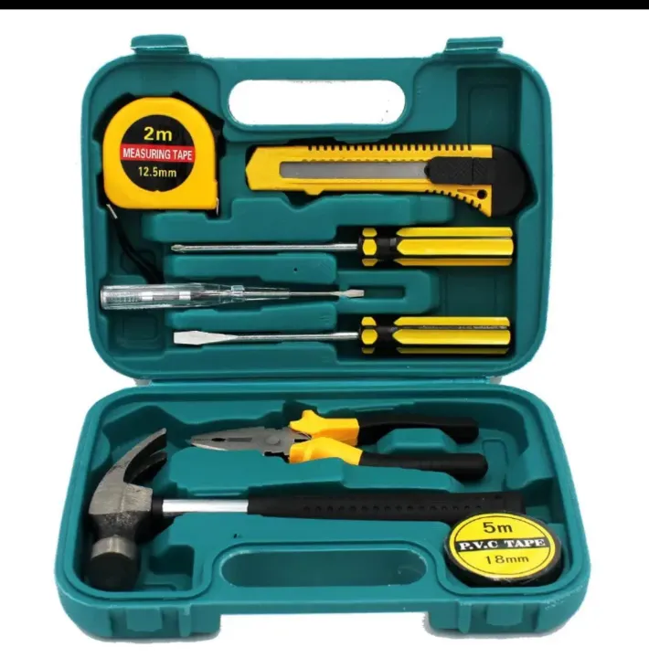 8 PCS Professional Tool Set with Storage Box | YL-8009A Model | Durable Home Repair and DIY Toolkit | Organized Plastic Storage Box