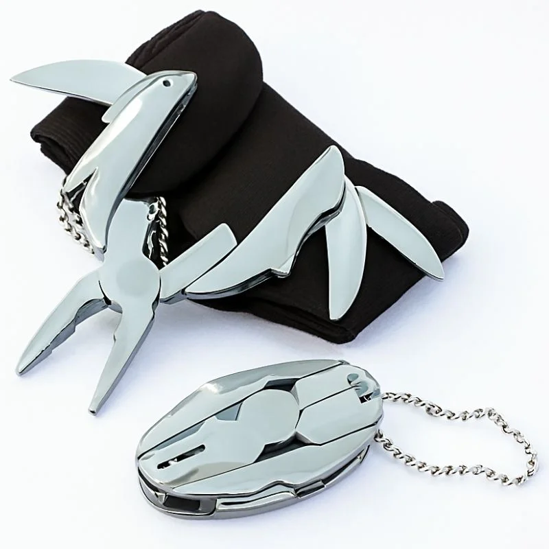 Stainless Steel Outdoor Portable Multitool Plier Knife | Mini Keychain Multi Tool with Screwdriver and Pouch | Camping, Hiking and Everyday Use