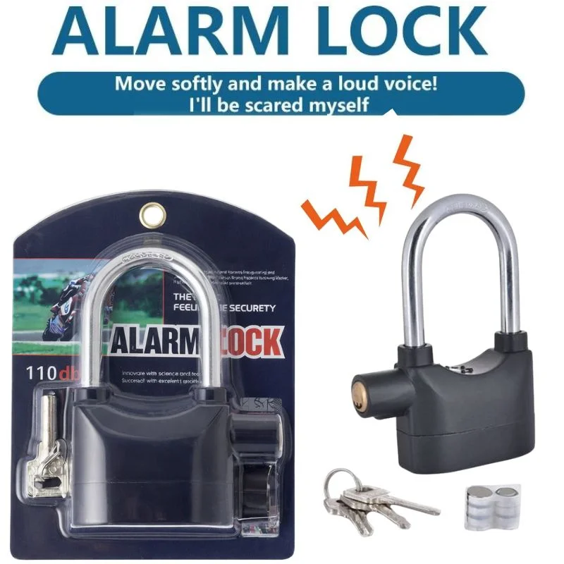 High-Security Gembok Alarm Lock | Waterproof Siren Padlock for Bike, Scooter and Door Protection