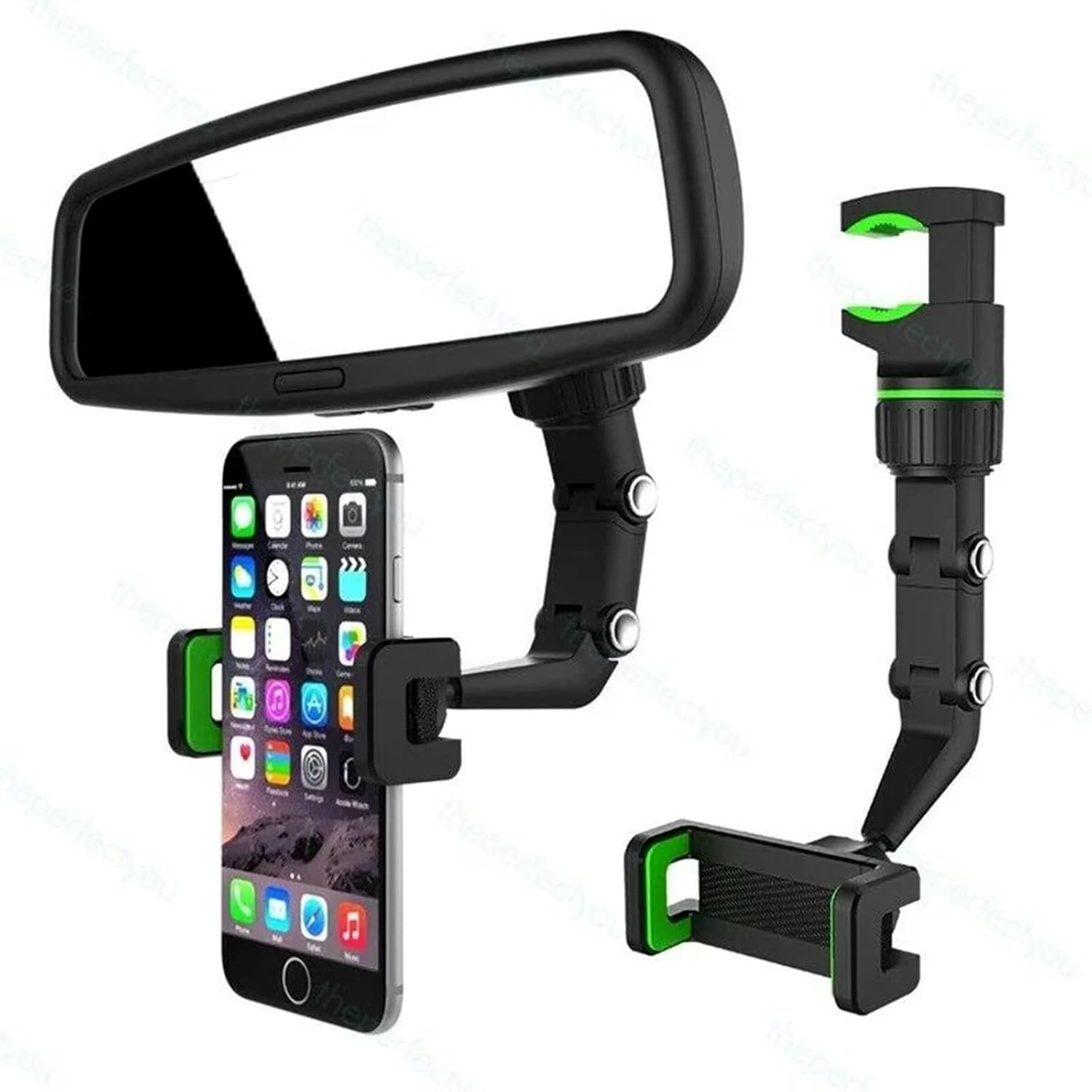 Universal Car Rearview Mirror Phone Holder | Hands-Free Adjustable Mount for Smartphones and GPS