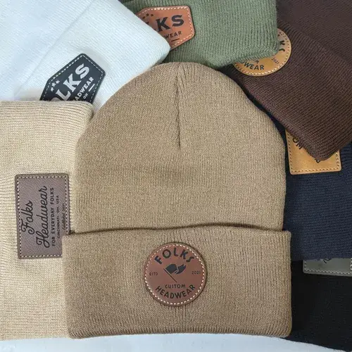 Custom Leather Patches for Hats and Beanies