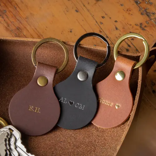 Heavy Duty Leather Keychain with Custom Engraving