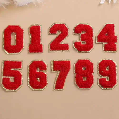Fuzzy Iron-On Number Patches (0-9)