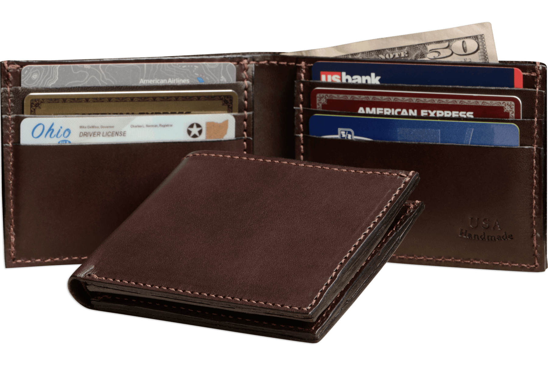 Brown Premium Leather 6 Card Slot Bifold Wallet