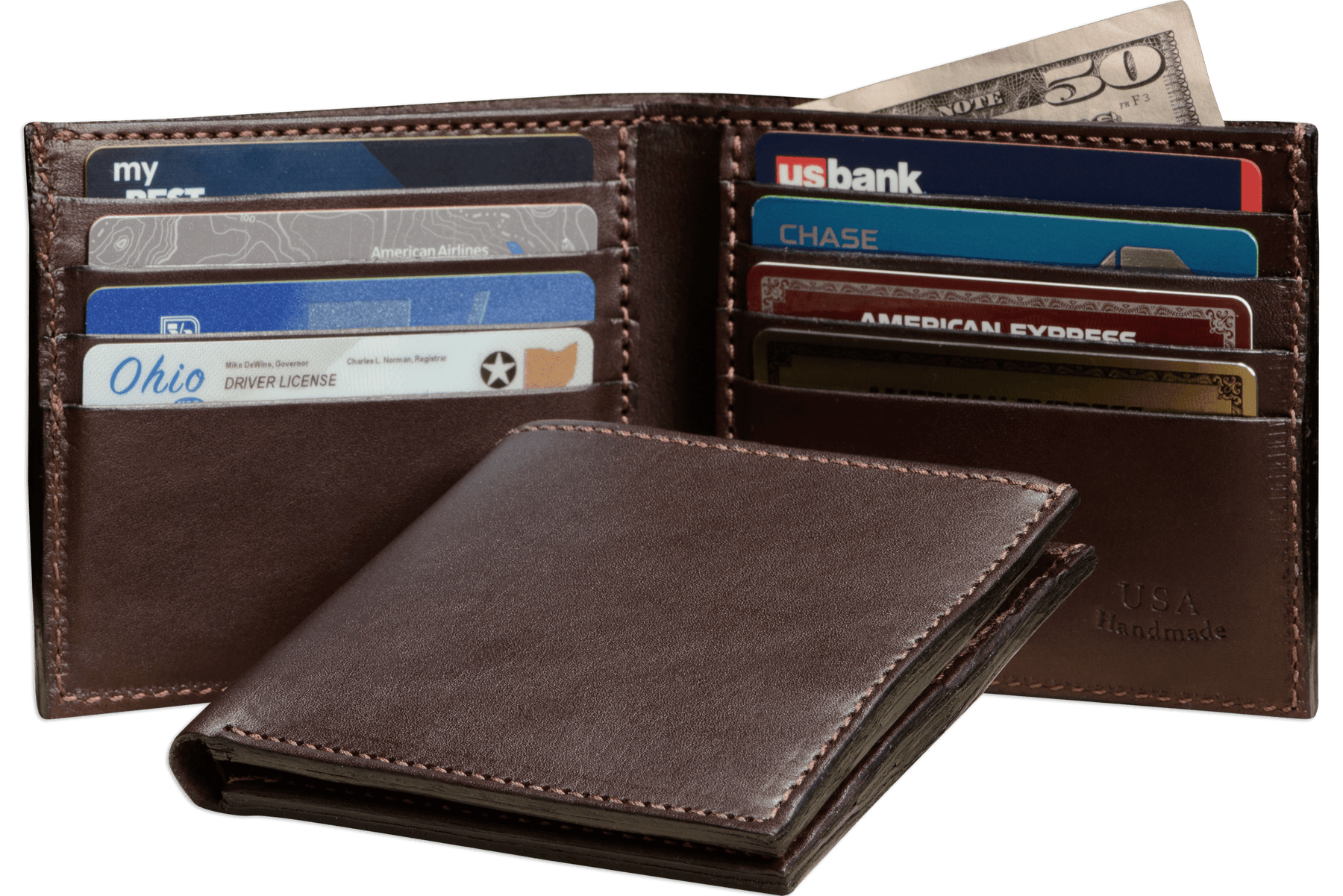 Brown Premium Leather 8 Card Slot Bifold Wallet
