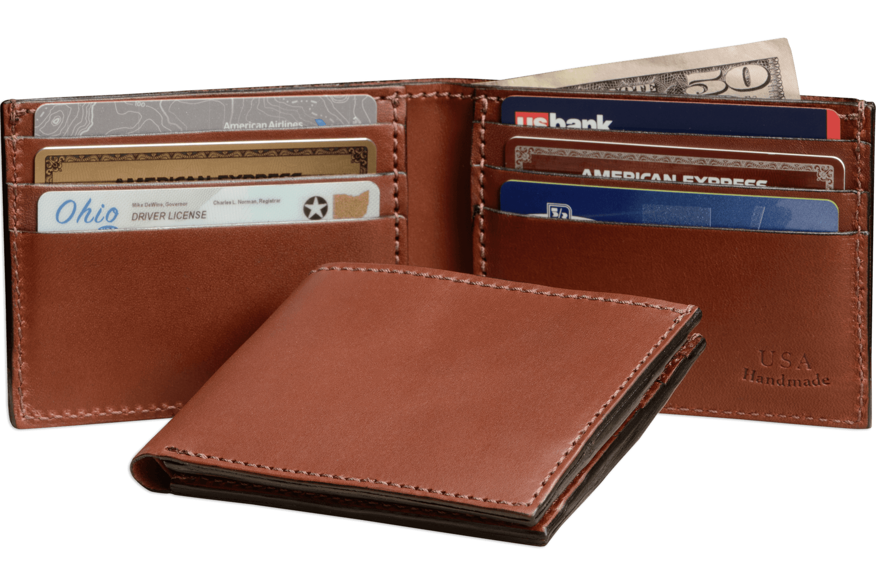 Medium Brown Premium Leather 6 Card Slot Bifold Wallet