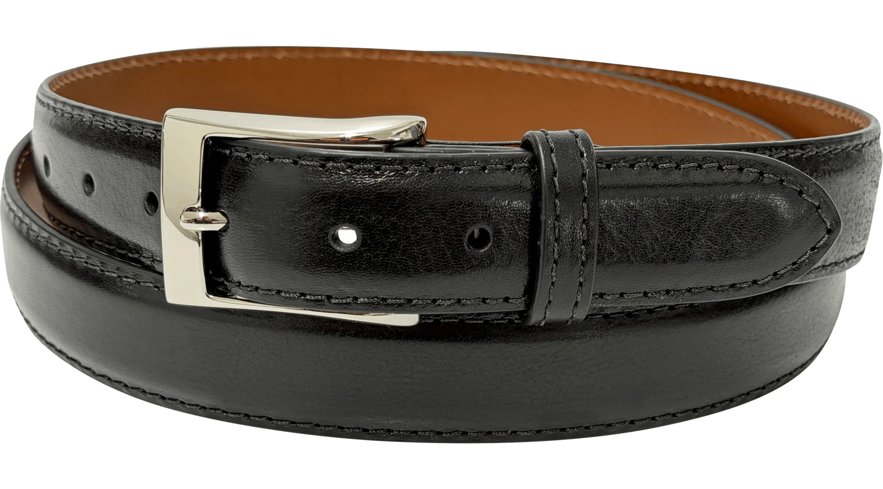 Black Italian Calf Designer High End Leather Belt 1.25" Wide