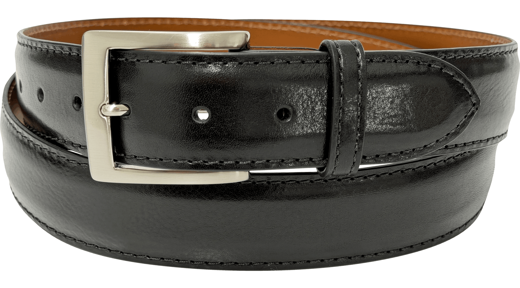 Black Italian Calf Designer High End Leather Belt 1.50" Wide