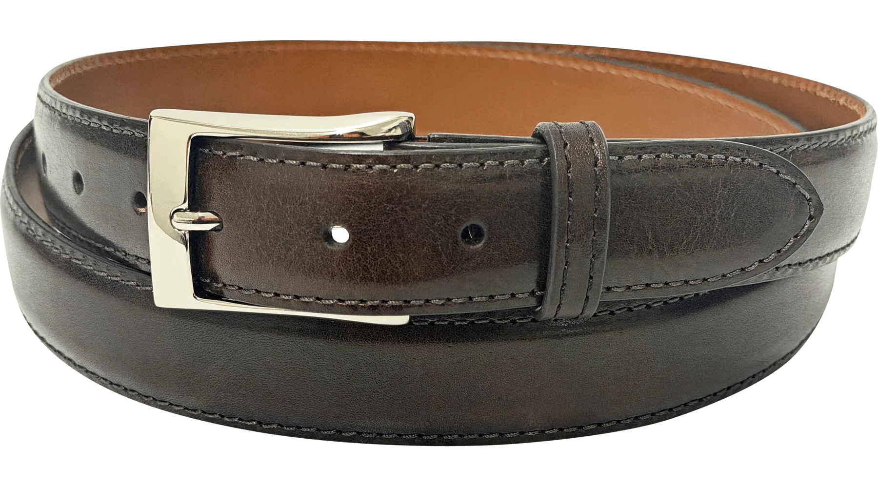 Dark Brown Italian Calf Designer High End Leather Belt 1.25" Wide