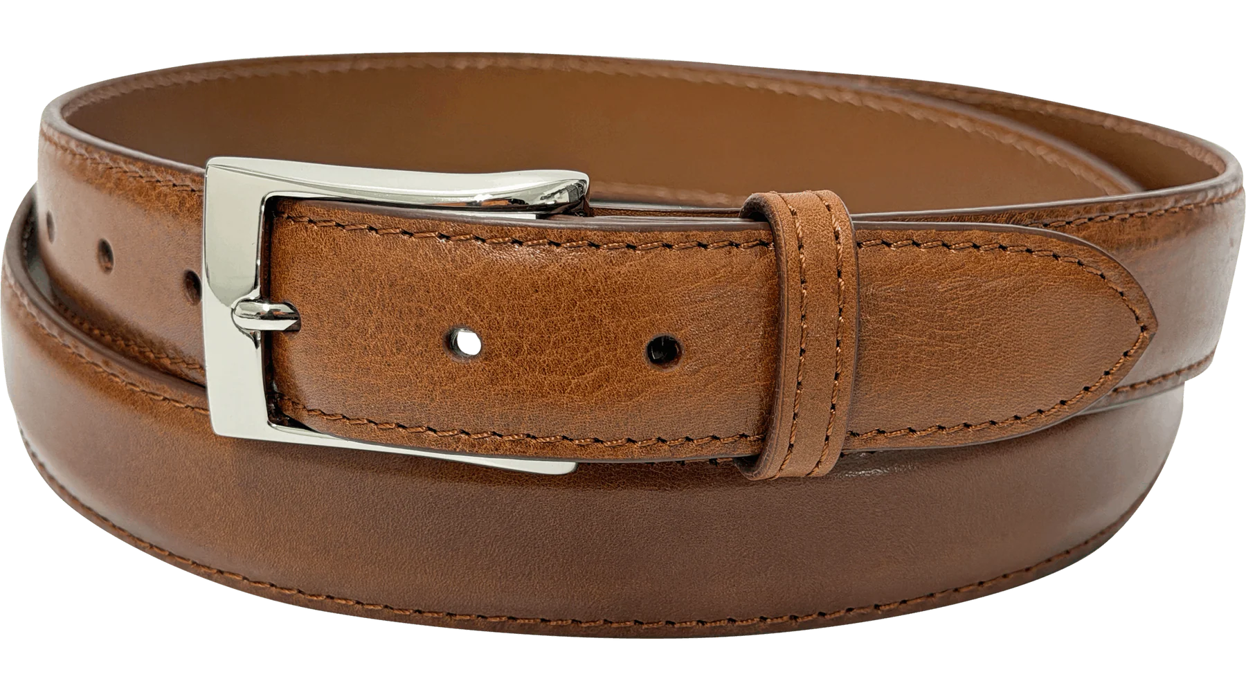 Cognac Italian Calf Designer High End Leather Belt 1.25" Wide