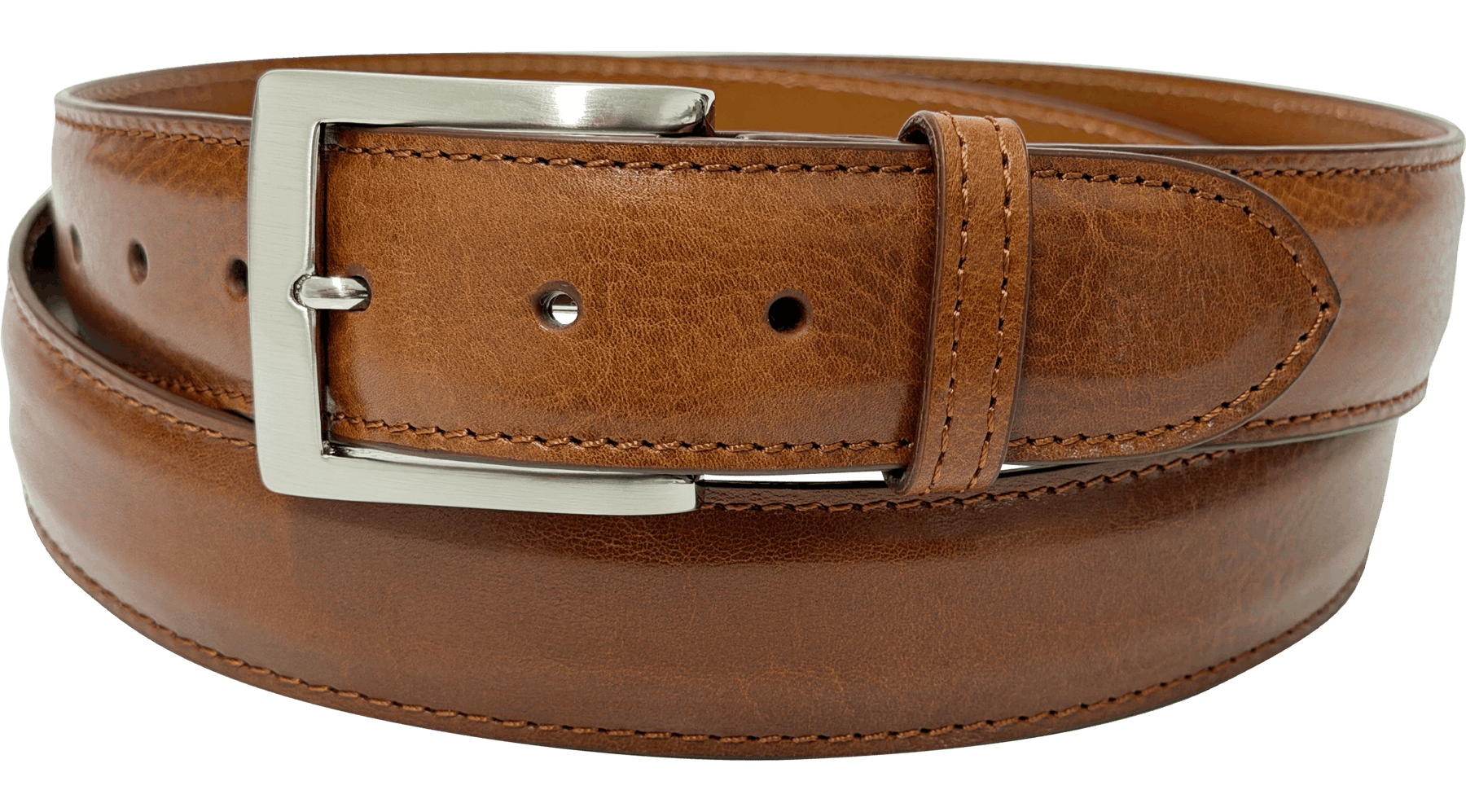 Cognac Italian Calf Designer High End Leather Belt 1.50" Wide
