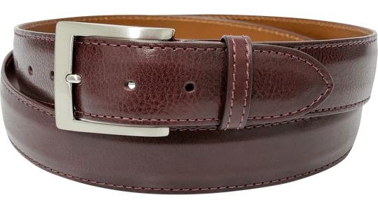 Burgundy Italian Calf Designer High End Leather Belt 1.50" Wide
