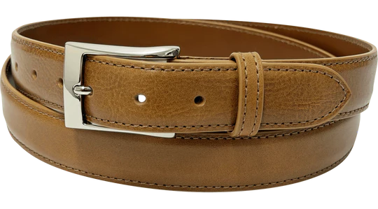Tan Italian Calf Designer High End Leather Belt 1.25" Wide