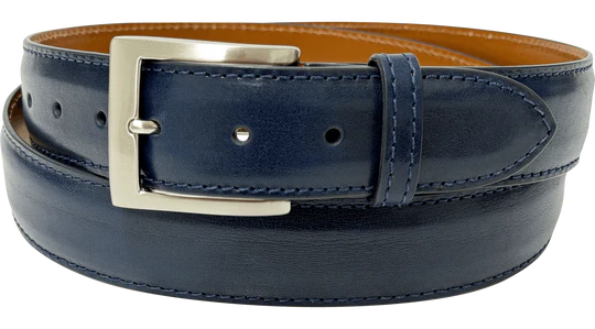 Navy Blue Italian Calf Designer High End Leather Belt 1.50" Wide