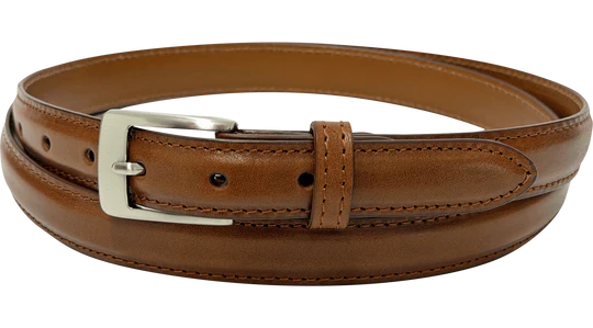 Cognac Italian Calf Designer High End Leather Belt 1.00" Petite Width