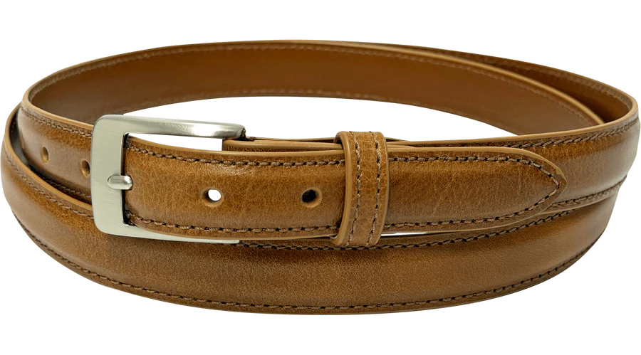 Tan Italian Calf Designer High End Leather Belt 1.00" Petite Width