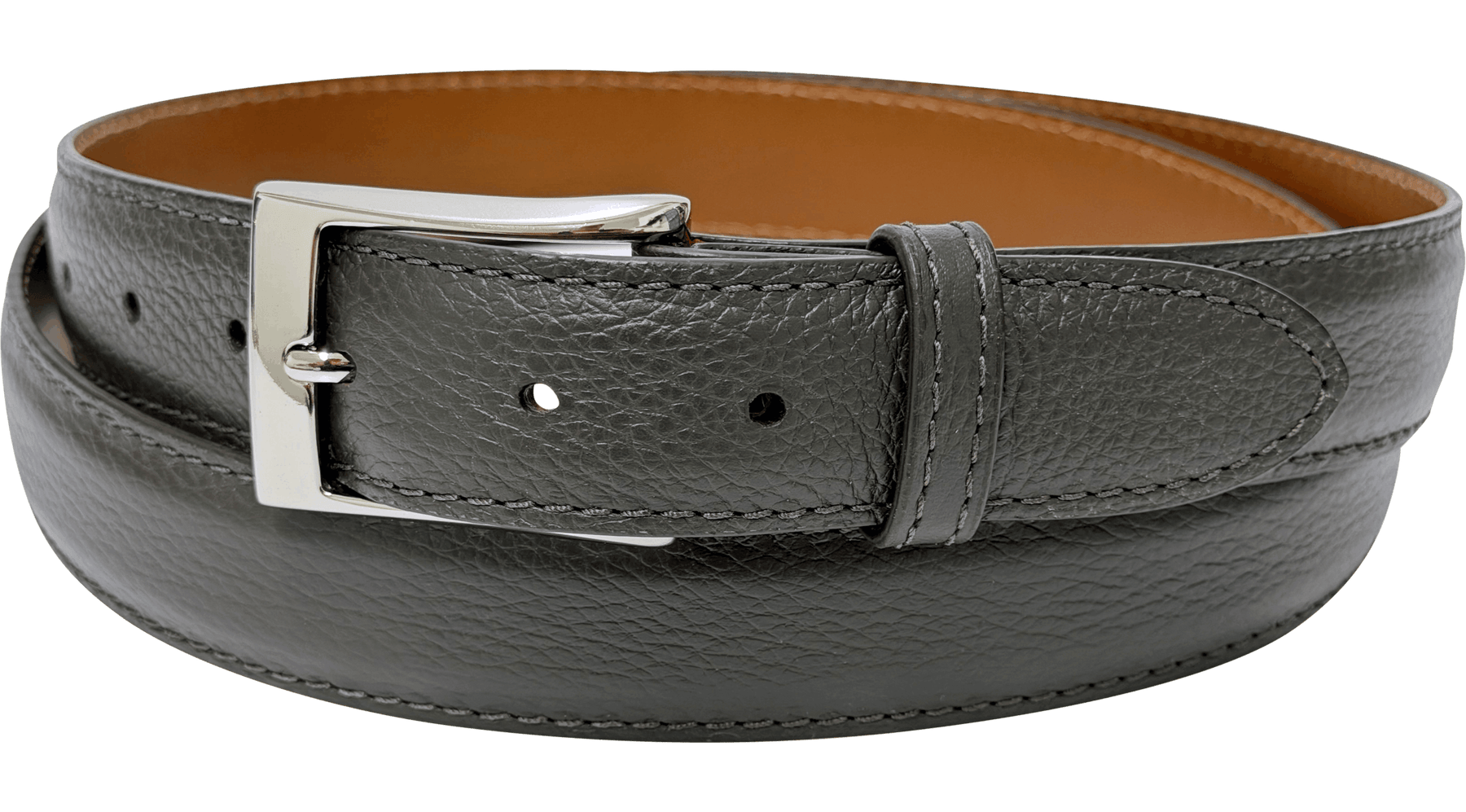 Chocolate Brown Italian Calf Pebble Grain Designer High End Leather Belt 1.25" Wide