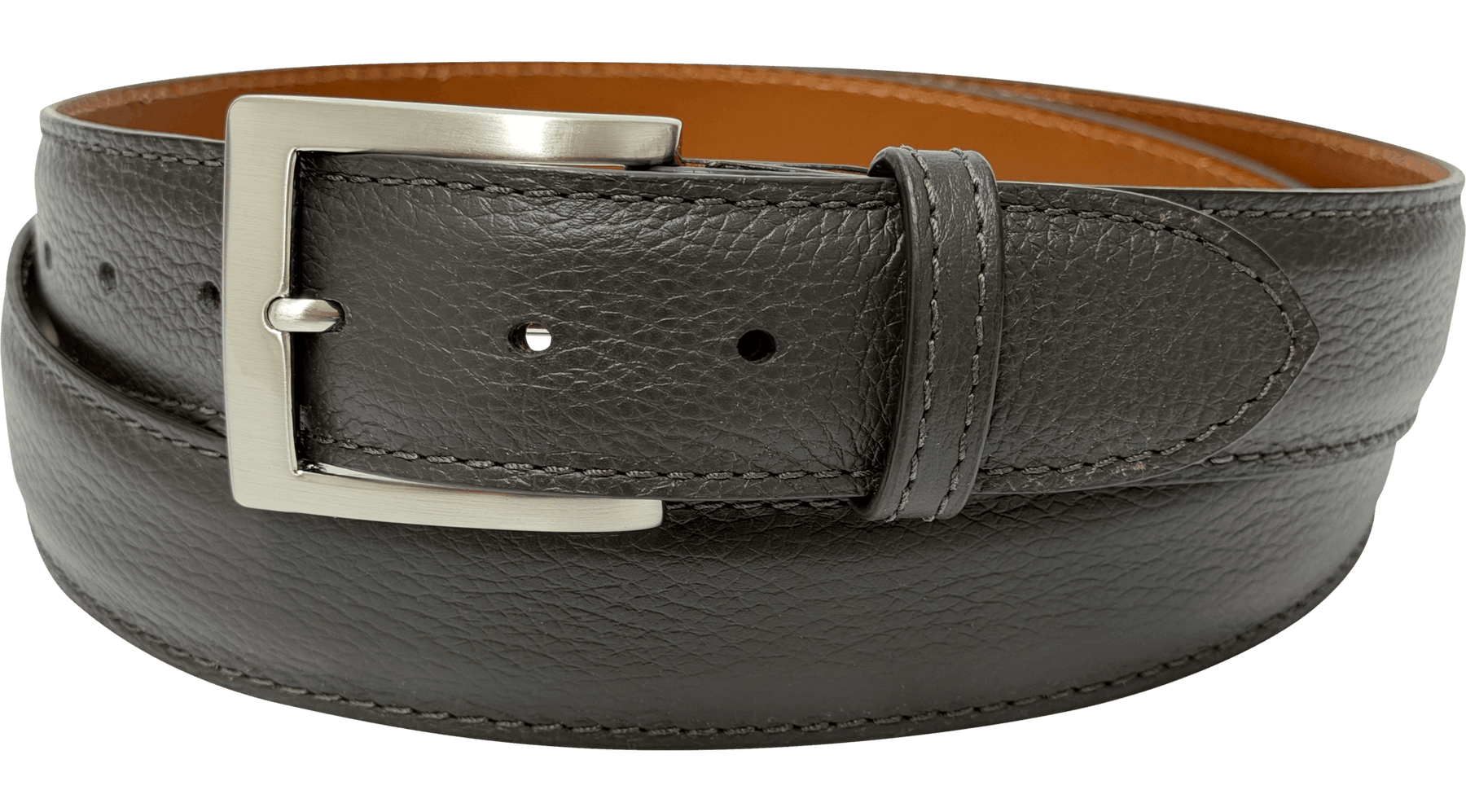 Chocolate Brown Italian Calf Pebble Grain Designer High End Leather Belt 1.50" Wide