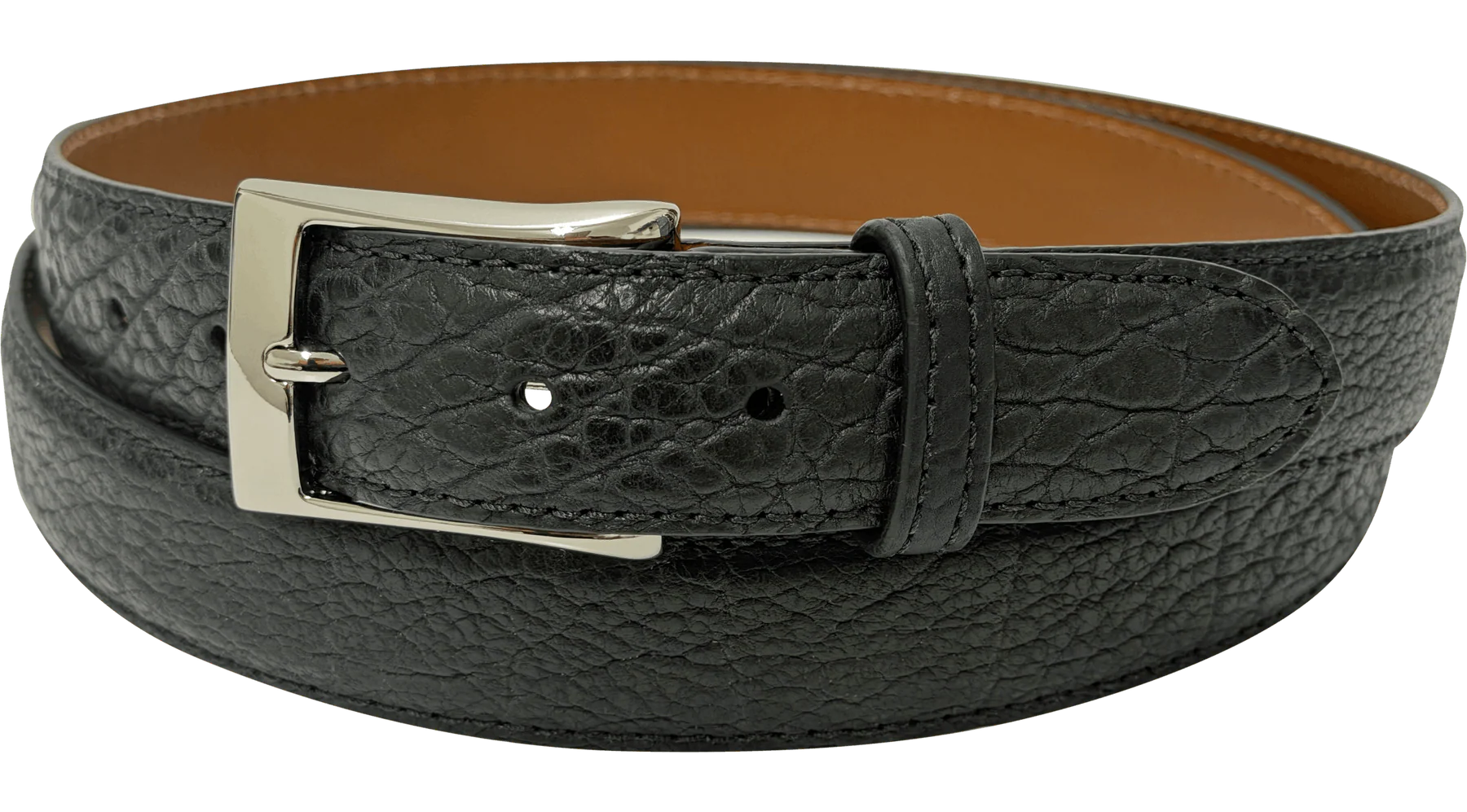 Black American Bison Designer High End Leather Belt 1.25" Wide
