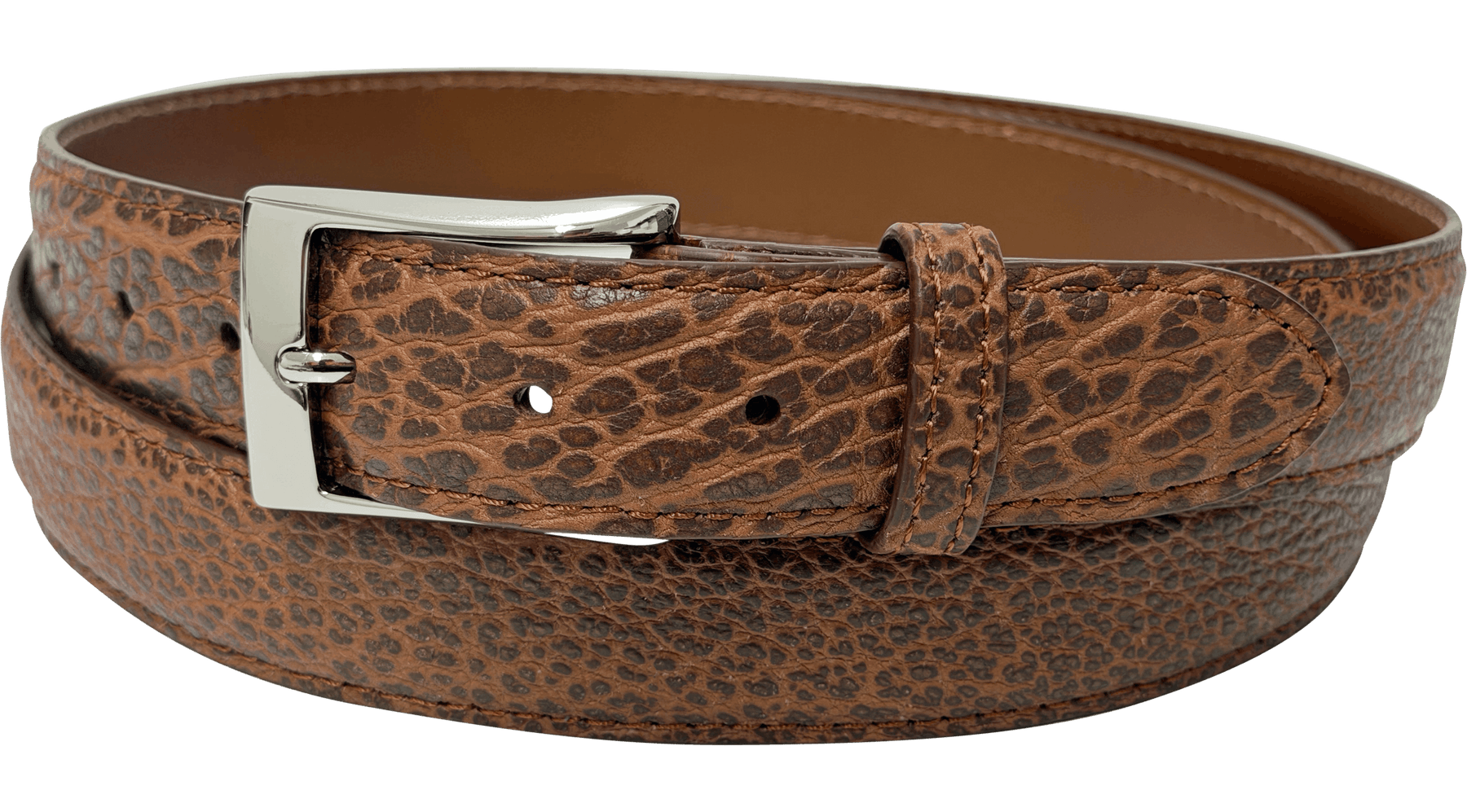Cognac American Bison Designer High End Leather Belt 1.25" Wide