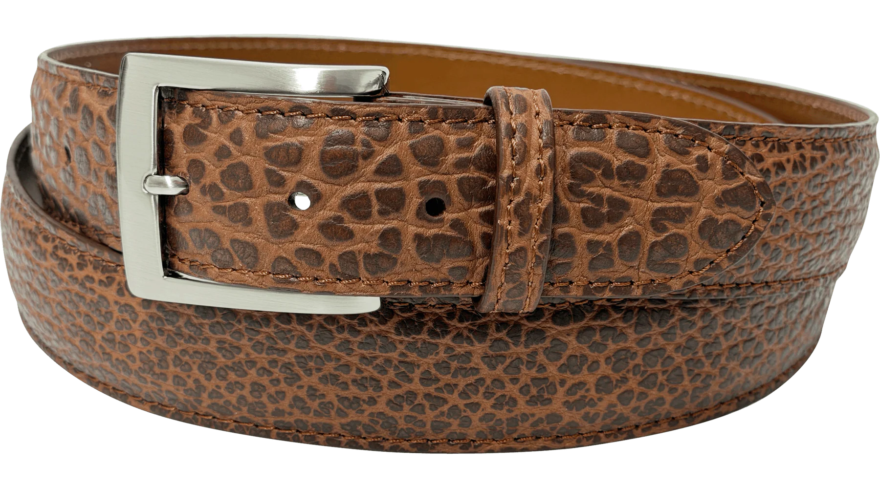 Cognac American Bison Designer High End Leather Belt 1.50" Wide