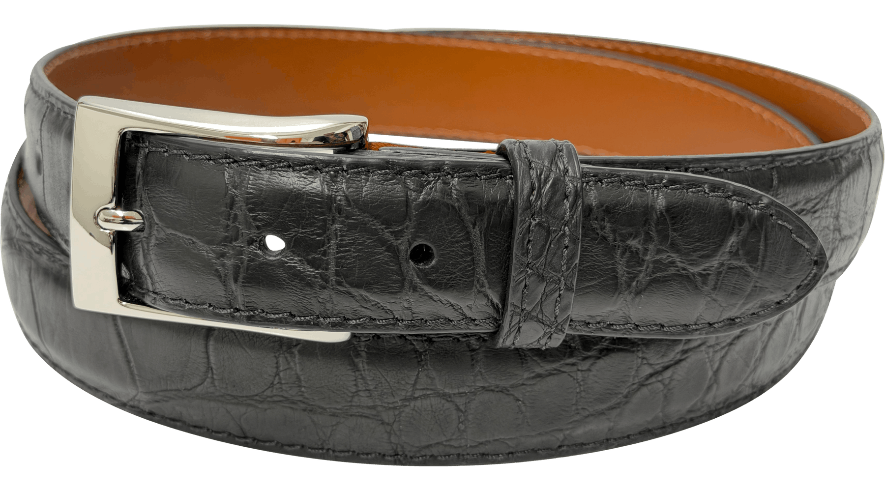 Black American Alligator Designer High End Leather Belt 1.25" Wide