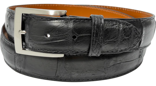 Black American Alligator Designer High End Leather Belt 1.50" Wide