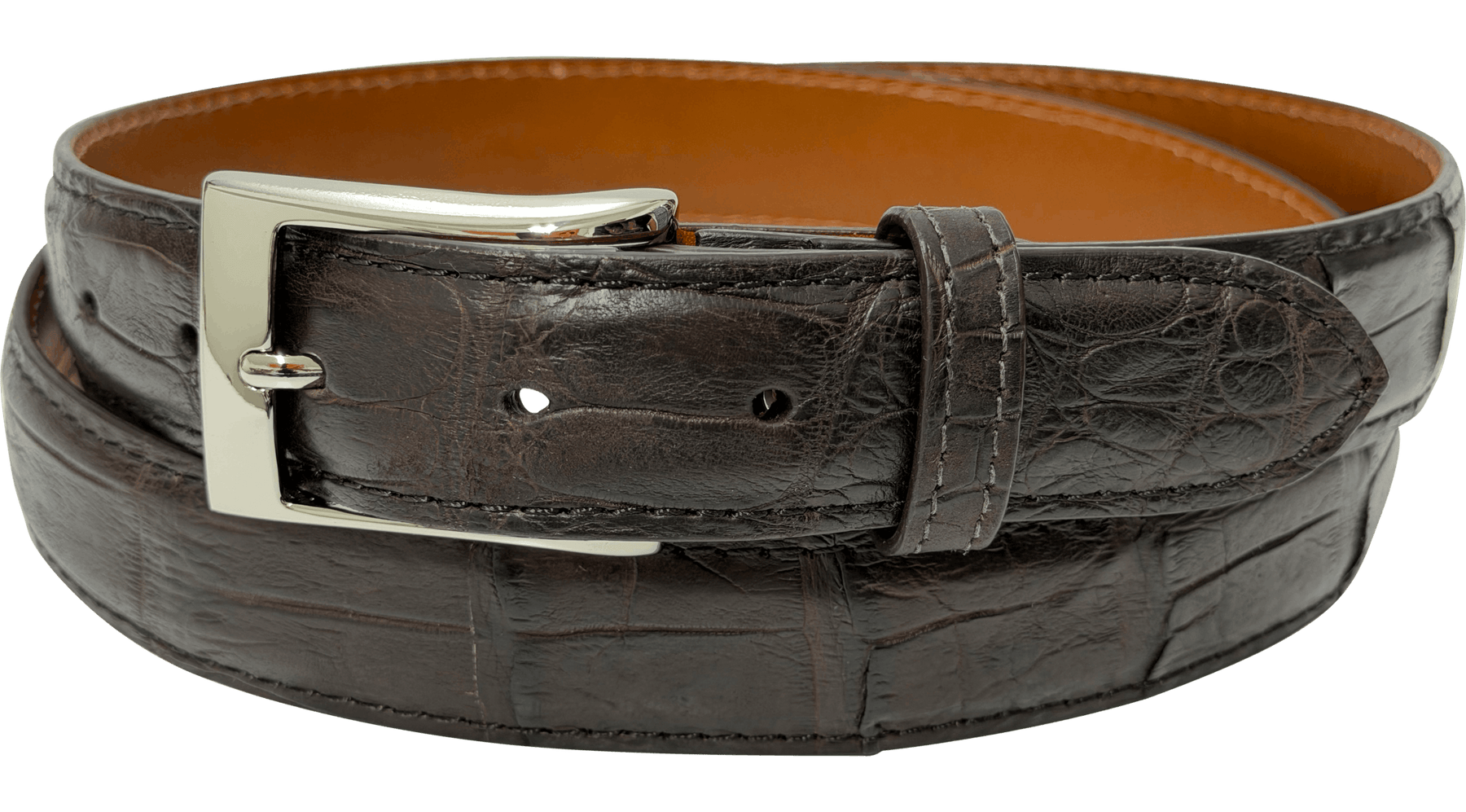 Brown American Alligator Designer High End Leather Belt 1.25" Wide