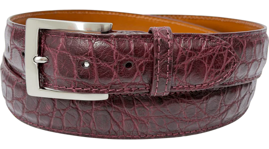 Burgundy American Alligator Designer High End Leather Belt 1.50" Wide