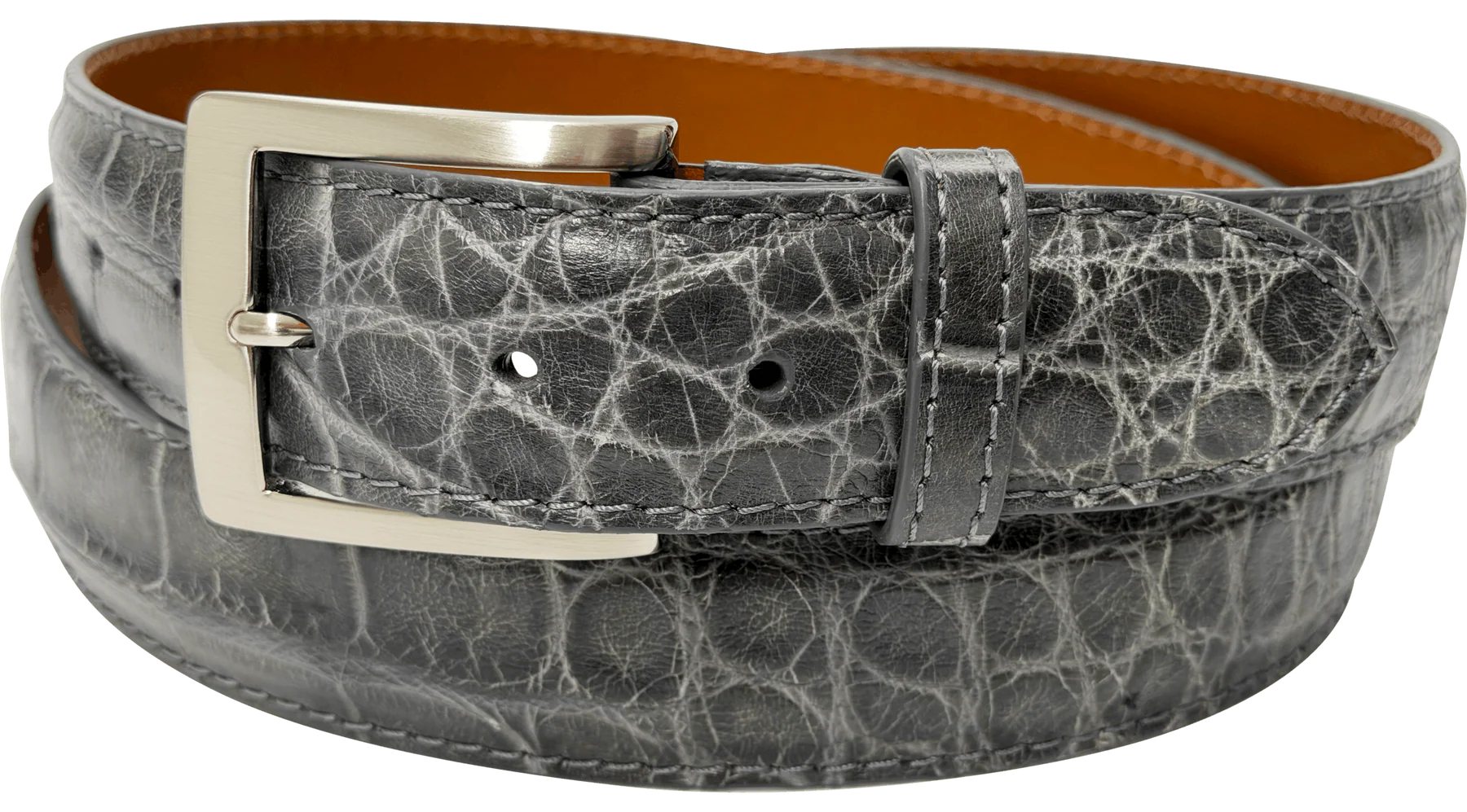 Gray American Alligator Designer High End Leather Belt 1.50" Wide