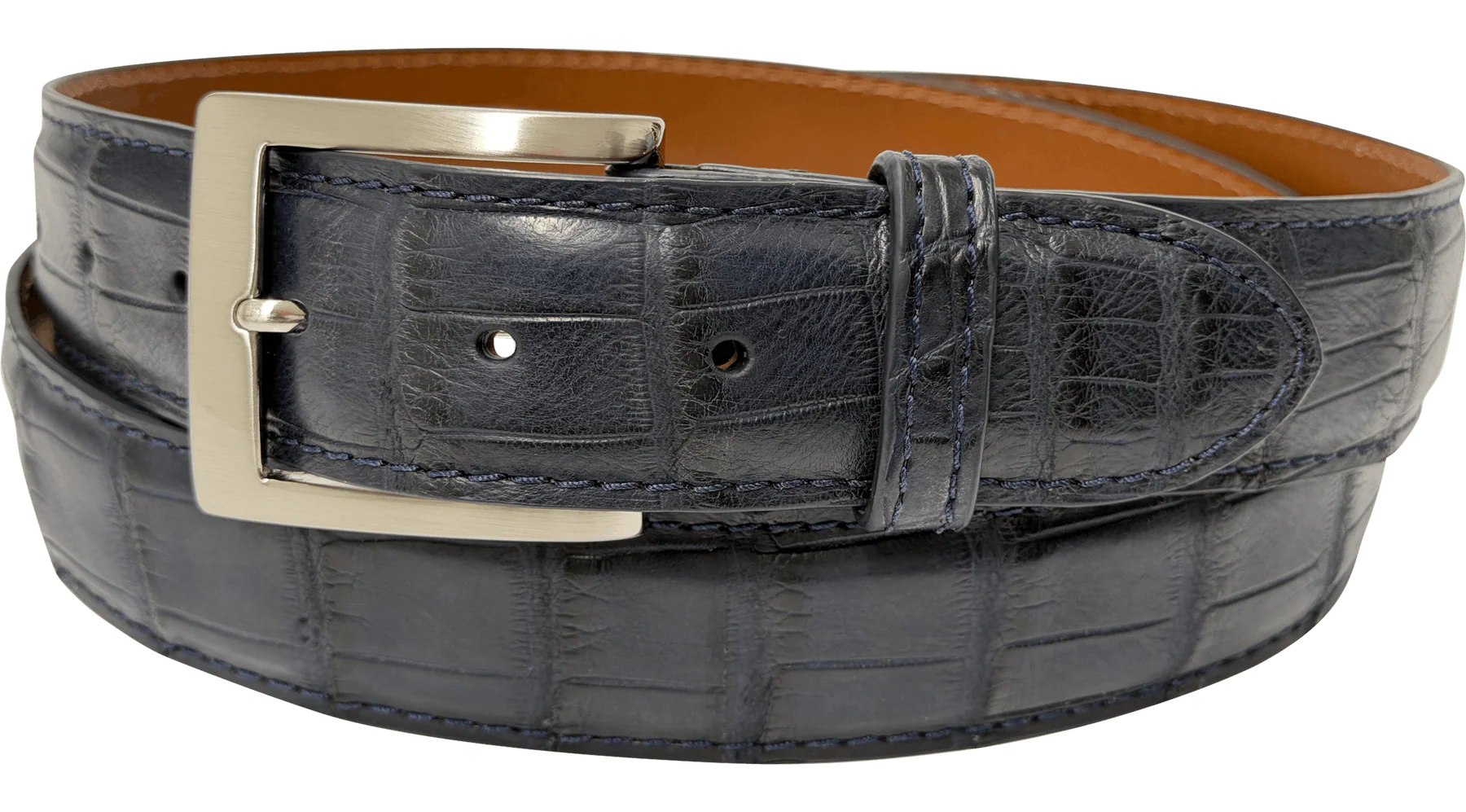 Navy Blue American Alligator Designer High End Leather Belt 1.50" Wide