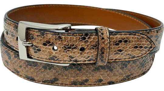 Sand Anaconda Snake Skin Designer High End Leather Belt 1.25" Wide