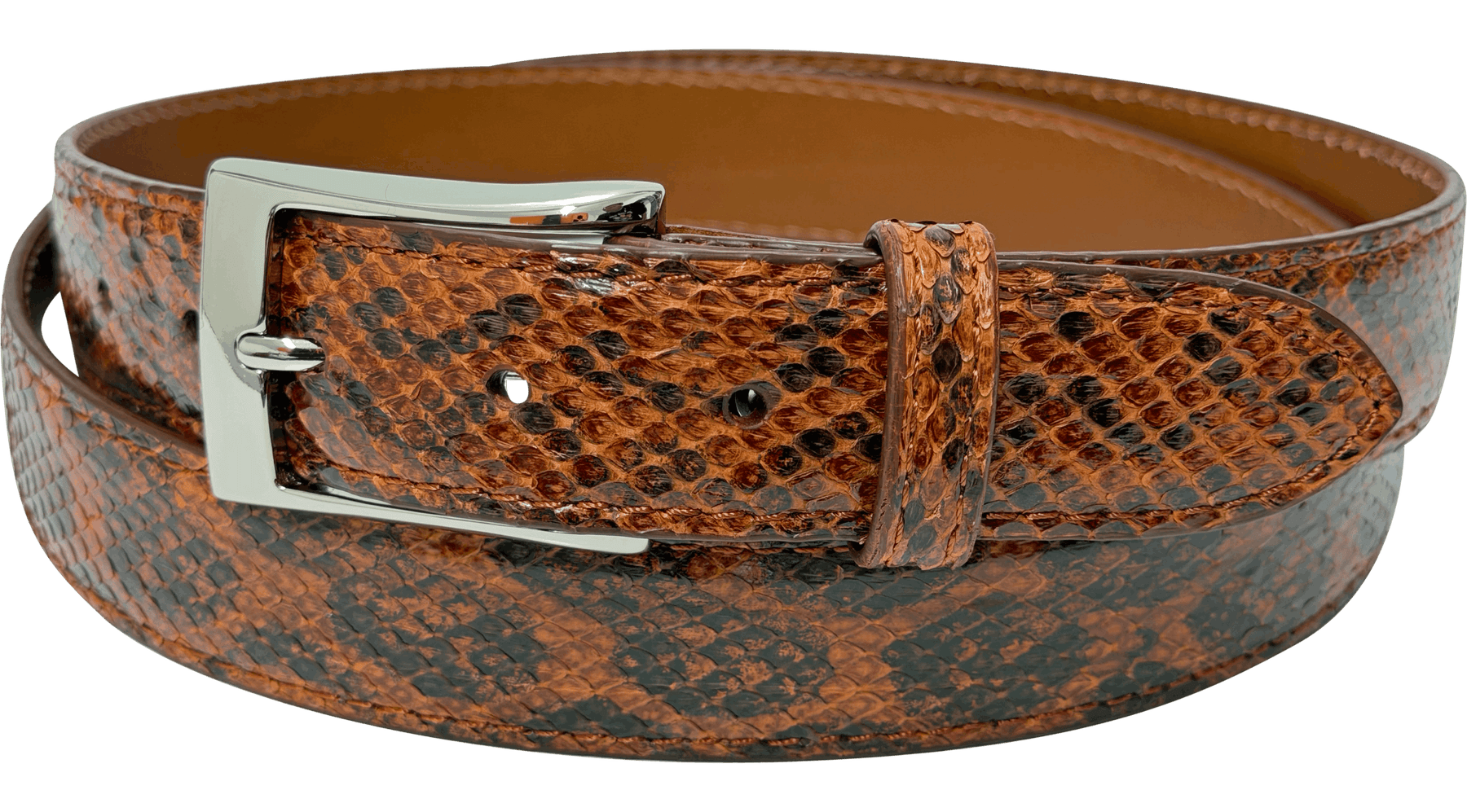 Tobacco Anaconda Snake Skin Designer High End Leather Belt 1.25" Wide