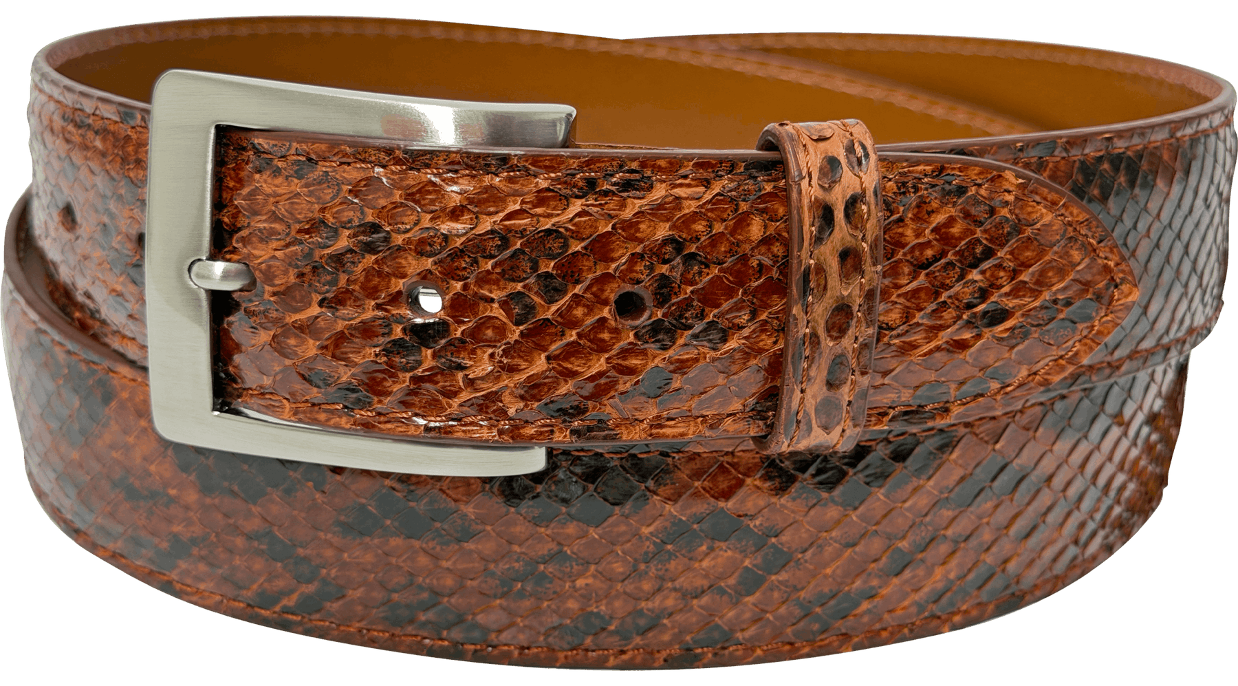 Tobacco Anaconda Snake Skin Designer High End Leather Belt 1.50" Wide
