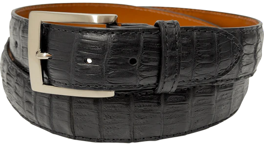 Black Caiman Crocodile Designer High End Leather Belt 1.50" Wide