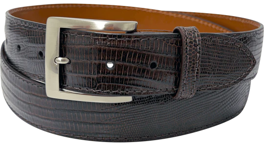Brown Lizard Skin Designer High End Leather Belt 1.50" Wide