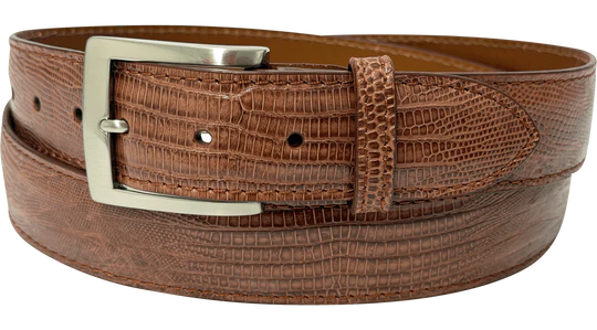 Cognac Lizard Skin Designer High End Leather Belt 1.50" Wide