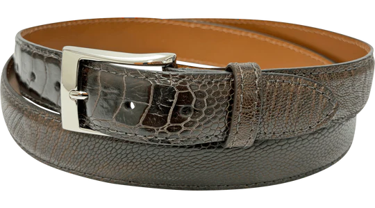 Brown Ostrich Leg Designer High End Leather Belt 1.25" Wide