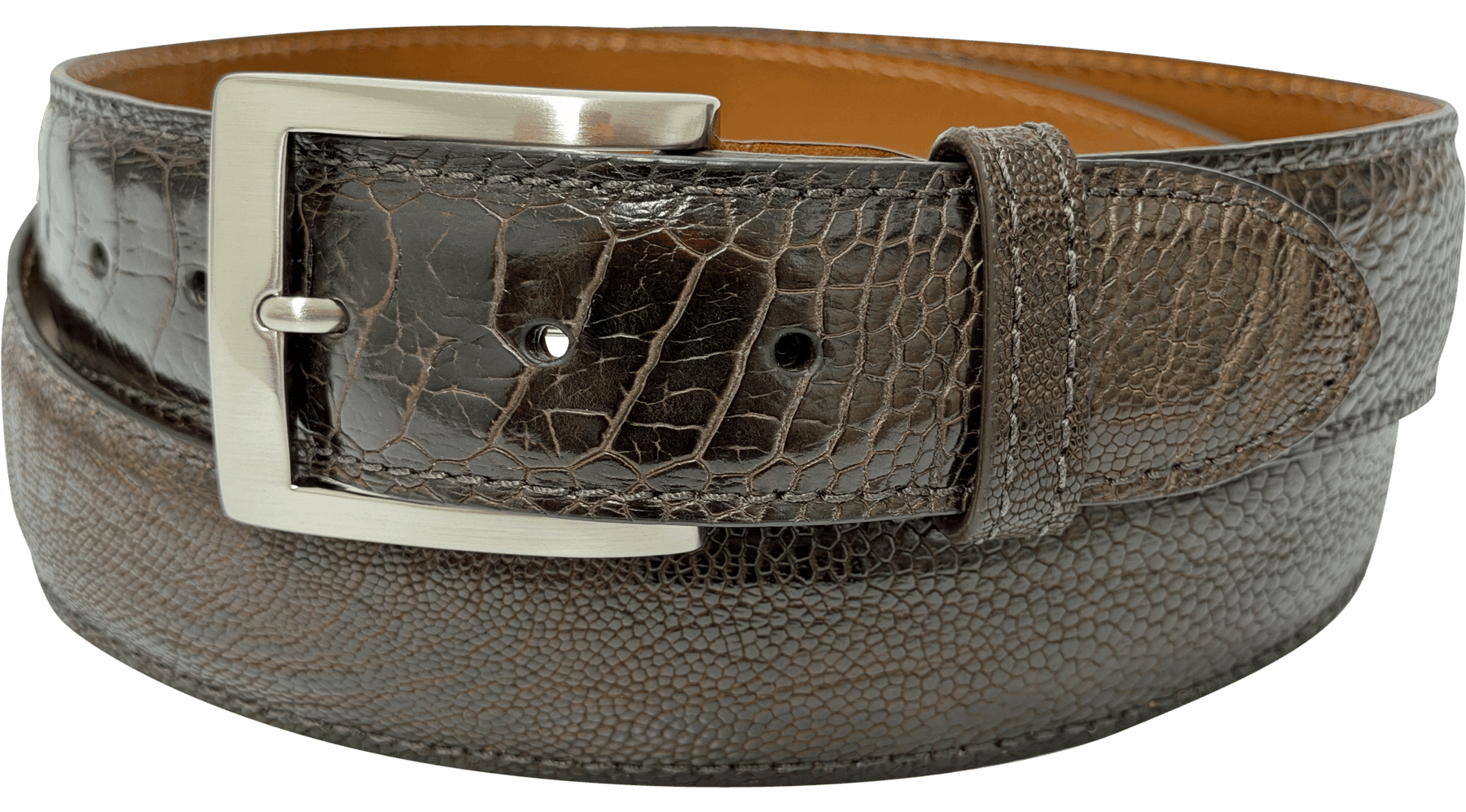 Brown Ostrich Leg Designer High End Leather Belt 1.50" Wide
