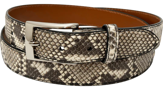 Python Snake Skin Designer High End Leather Belt 1.25" Wide