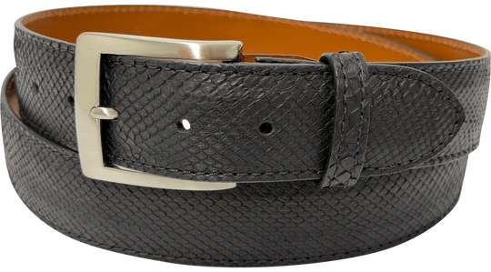 Black Python Snake Skin Designer High End Leather Belt 1.50" Wide