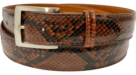 Cognac Python Snake Skin Designer High End Leather Belt 1.50" Wide