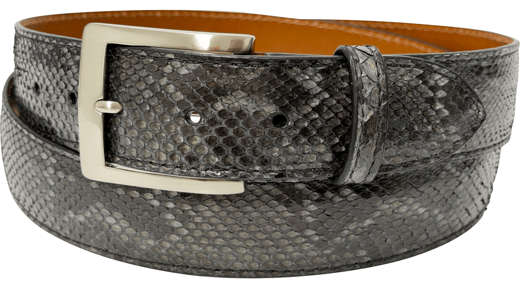 Gray Python Snake Skin Designer High End Leather Belt 1.50" Wide