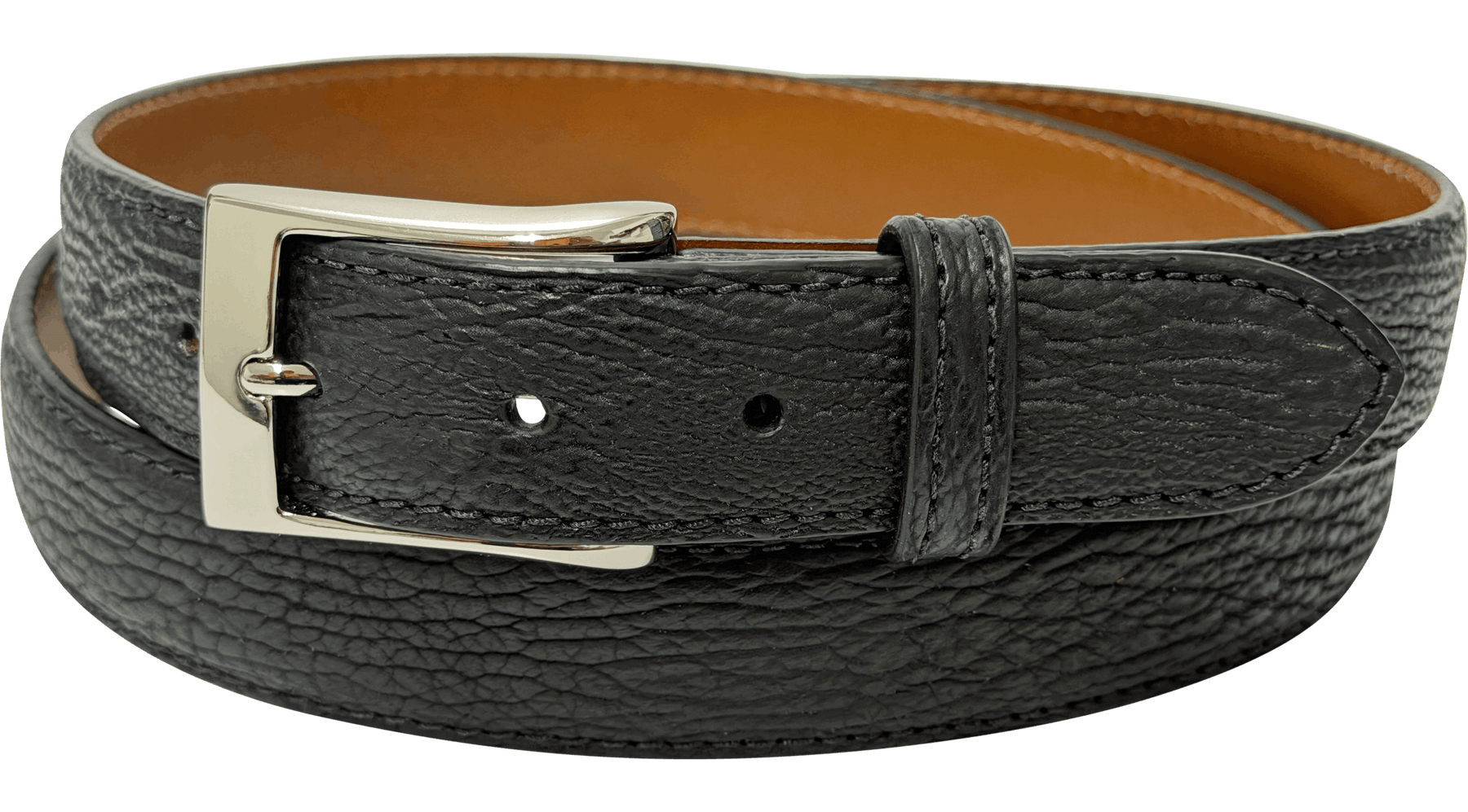 Black Shark Skin Designer High End Leather Belt 1.25" Wide