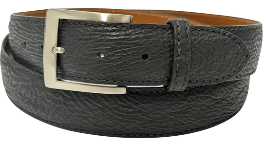 Black Shark Skin Designer High End Leather Belt 1.50" Wide