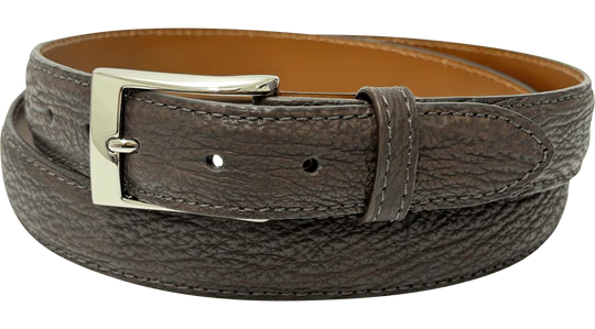 Brown Shark Skin Designer High End Leather Belt 1.25" Wide