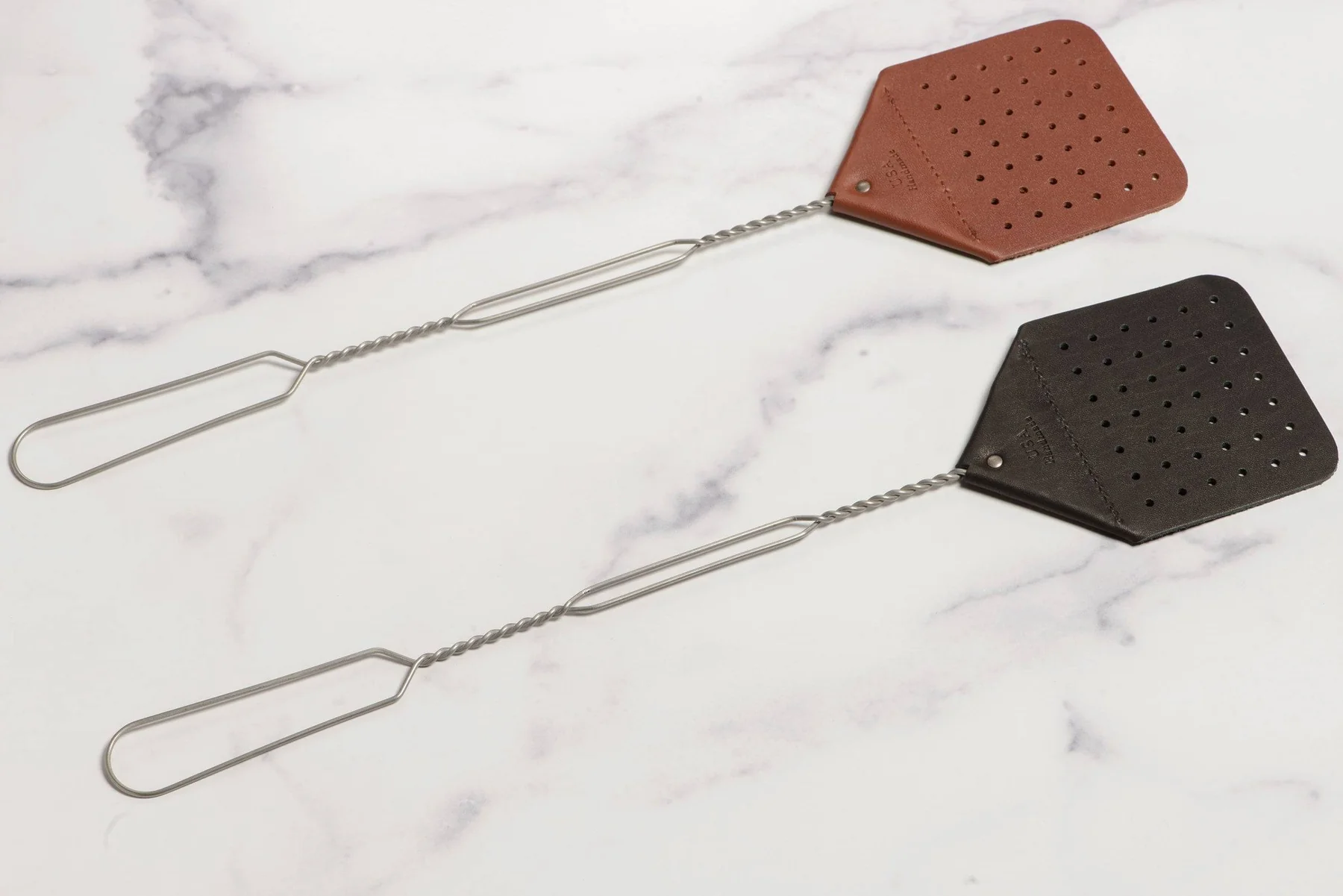 SPECIAL OFFER Leather Fly Swatter With Wire Handle 2 Pack